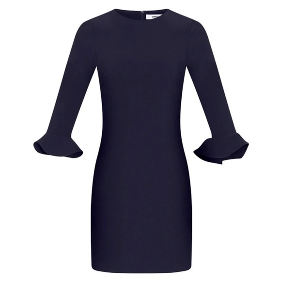 New Likely Bedford Navy Blue Three Quarter Sleeve Mini Bodycon Dress Sz 0 - Picture 2 of 10